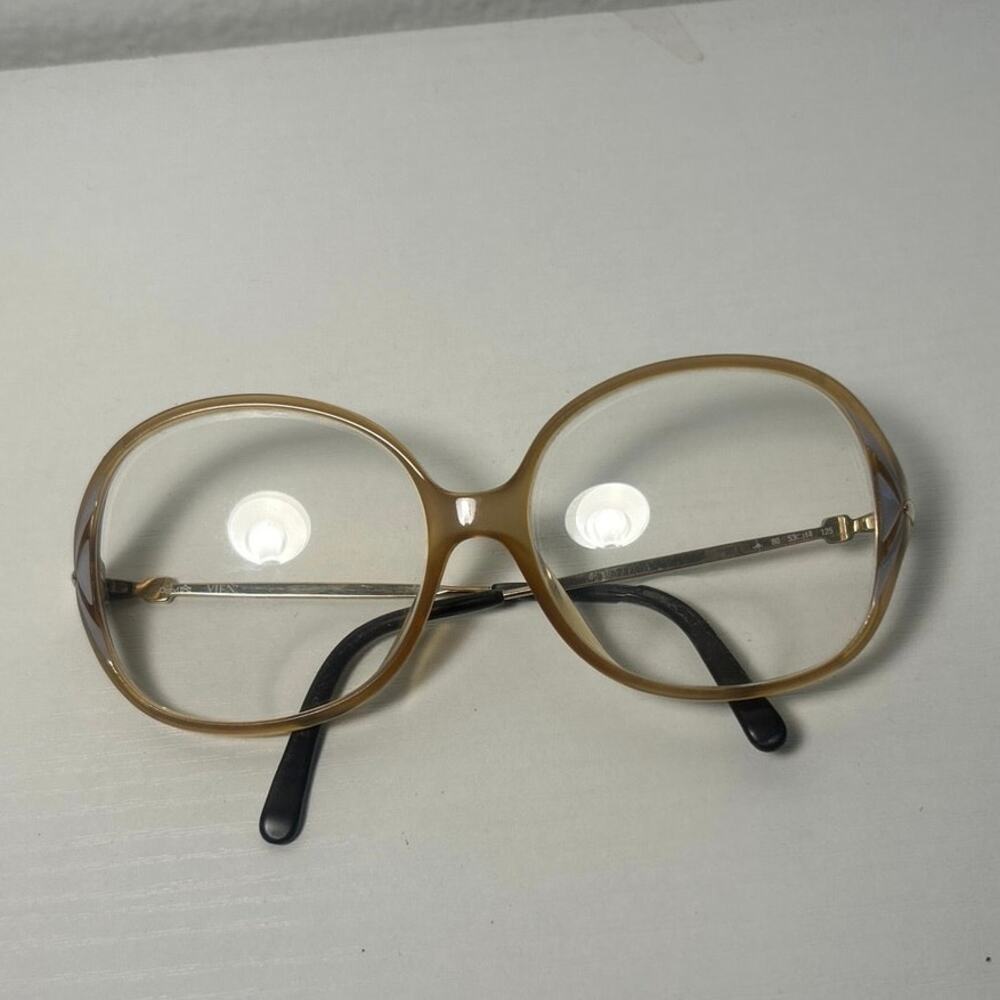 Vtg Optyl Vienna Frame Model 80 Translucent Amber/Lavender Oversized 80’s
